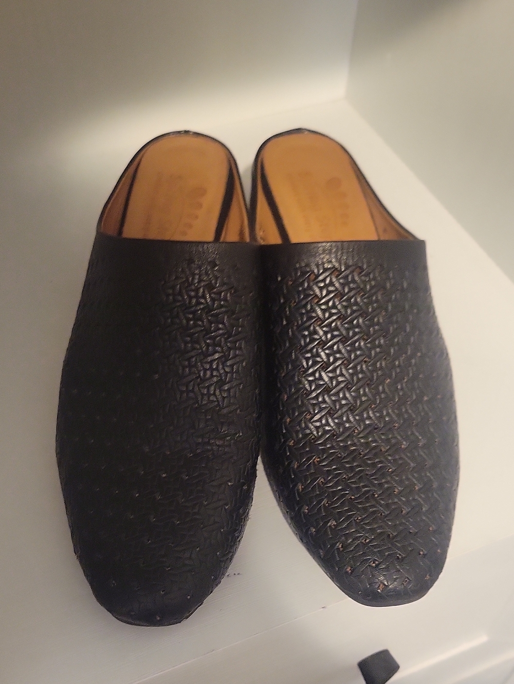 Spring Step Black Leather Textured Mule Clogs Women's Size 39 Made In Turkey